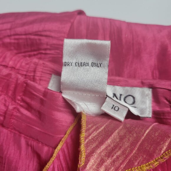 Nubiano New York Fuchsia Ruffled Bohemian Midi Skirt with Gold Trim - Picture 15 of 15